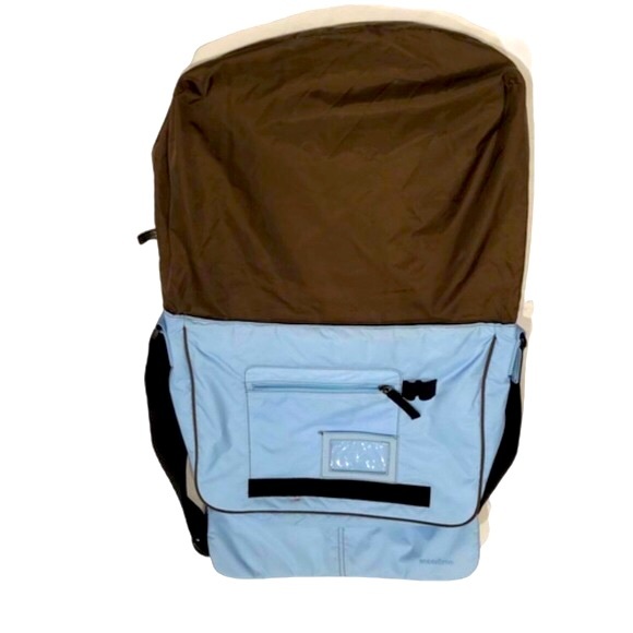 Massimo Sky Blue with brown trim water resistant messenger Bag Sz 14”x12”x3” - Picture 7 of 11